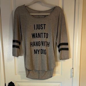 Gray Graphic Long Sleeve Top